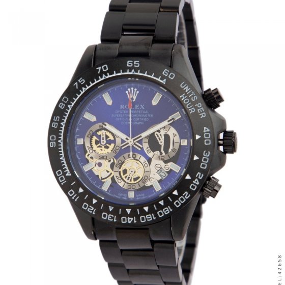 ساعت مچی عقربه ای مردانه Rolex   رولکس ساب مارین صفحه آبی بند مشکی+باطری اضافی کد 2039