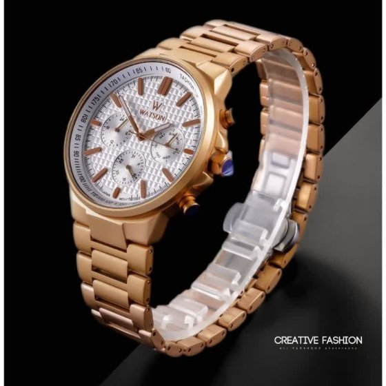 ساعت مردانه سه موتور فعال موتور ژاپن بند استیل واتسون اورجینال WATSON +باطری اضافی کد3013