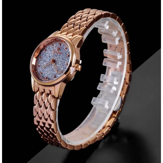 ساعت مچی زنانه WATSON موتور میوتای ژاپن  صفحه گرد نقره ایی  بند رزگلد+باطری اضافی  کد 3041