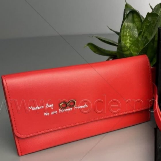 کیف پول چرم مصنوعی رنگ قرمز مدل عینک  کد 10225