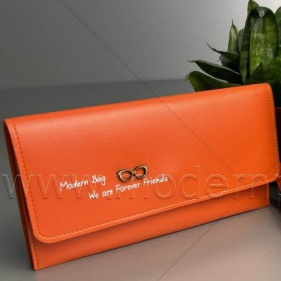 کیف پول چرم مصنوعی رنگ نارنجی مدل عینک کد 10222