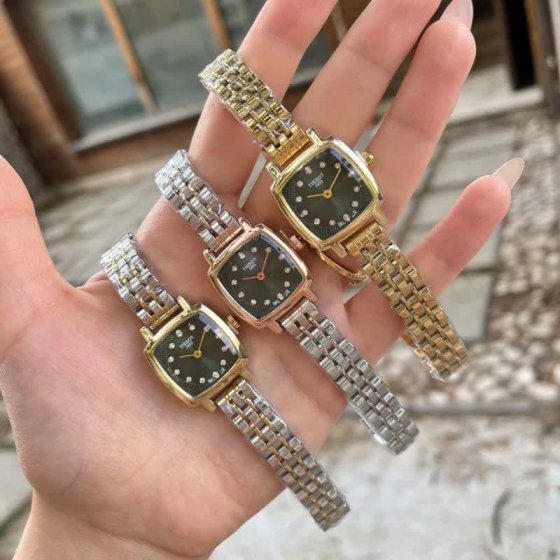 ساعت مچی زنونه تیسوت دویل صفحه مربعی مشکی +باطری اضافی کد 3090