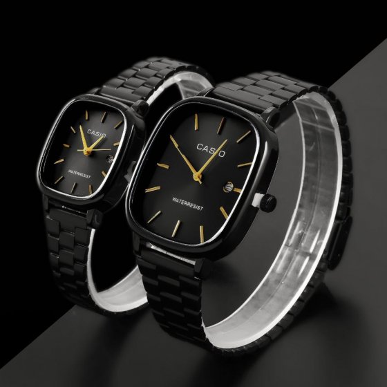 ساعت مچی زنانه و  مردانه کاسیو مربعی مشکی+باطری اضافی  کد4000