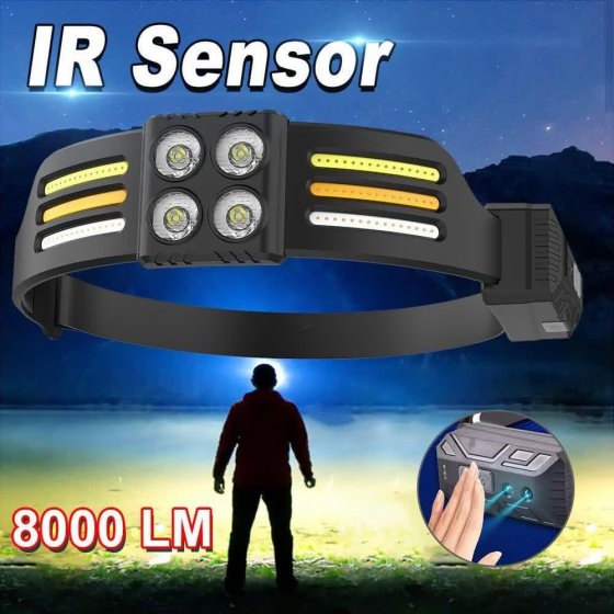 چراغ پیشانی سنسور دار شارژی ژله ای 4*XTE کد 4049