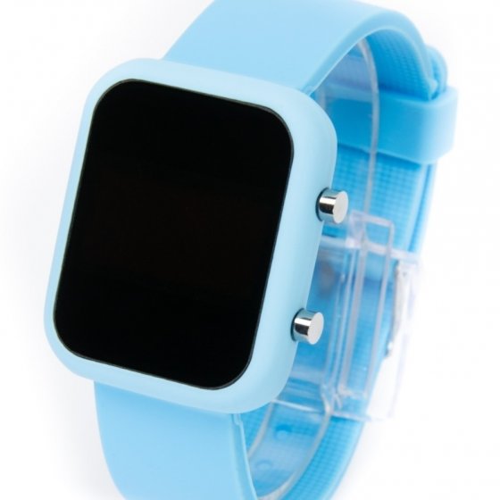 ساعت  دیجیتال بچه گانه جدید ارزان دخترانه پسرانه طرح اپل(آبی فیروزه ای)+باطری اضافی کد100694