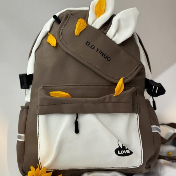 کیف کوله پشتی کنفی طرح خرگوشی قهوه ایی دخترانه کد2590