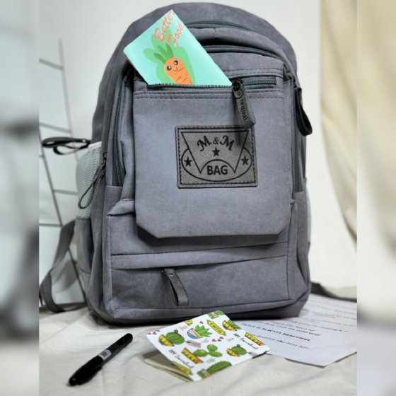 کیف کوله پشتی وارداتی رنگ طوسی کد 2619