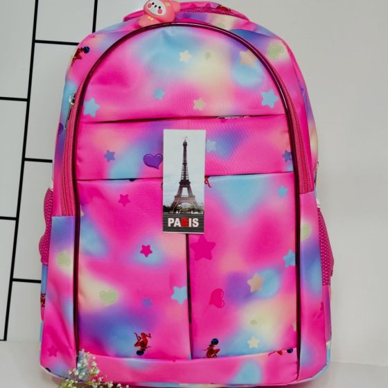 کیف کوله پشتی مدارس (دانش آموزی )دخترانه صورتی ستاره ایی کد 2633