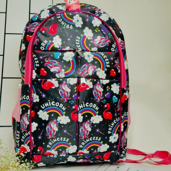 کیف کوله پشتی مدارس (دانش آموزی )دخترانه پسرانه مشکی اسب تک شاخ کد 2634