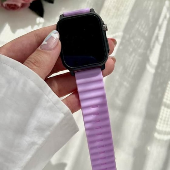 ساعت مچی اسپرت طرح اپل واچ ال ای دی الترا led دو دکمه بند سلیکونی پیو (کرکره ایی) یاسی بنفش (رنگبندی کامل )+باطری اضافی کد 2685