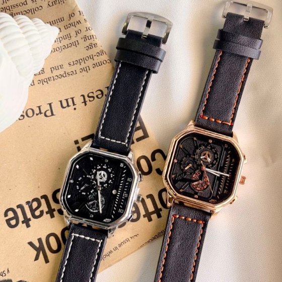 ساعت مچی مردانه کوبیک مکعبی خاص cubicبند چرم شیک قهوه ایی+باطری اضافی 2690