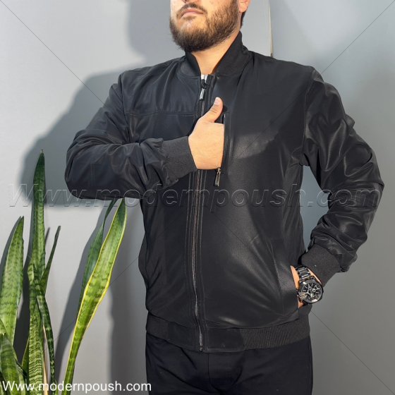 کاپشن یقه خلبانی مشکی زمستانه مردانه طرح جدید کد2770