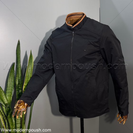 کاپشن دو روی زمستانه مردانه رنگ مشکی شتری کد2773