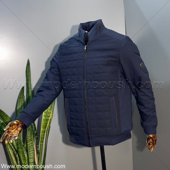 کاپشن اسپرت مردانه رنگ سورمه ای طرح جدید امبوردی (پشم شیشه دار) کد2774