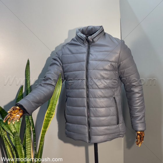 کاپشن چرم فیلی مردانه طرح جدید کلاه مخفی زمستانه (پشم شیشه دار) کد2778