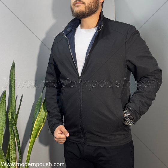 کاپشن دو روی زمستانه مردانه رنگ مشکی سورمه ای کد 2779