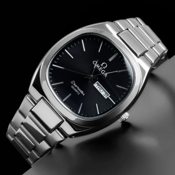 ساعت مچی مردانه برند امگا Omega شیشه کریستال ضدخش بند استیل نقره ایی درجه یک موتور ژاپن صفحه نمایش مربع مشکی+باطری اضافی کد2865