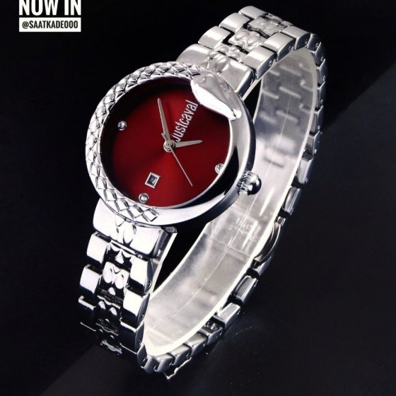 ساعت مچی زنانه ماری صفحه قرمز جاست کاوالی Justcavali بند استیل نقره ایی درجه یک+باطری اضافی کد9084