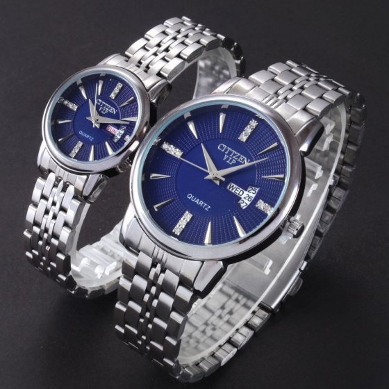 ساعت مچی مردانه سیتیزن Citizen بند استیل نقره ایی صفحه نمایش سورمه ایی+باطری اضافی  کد9215