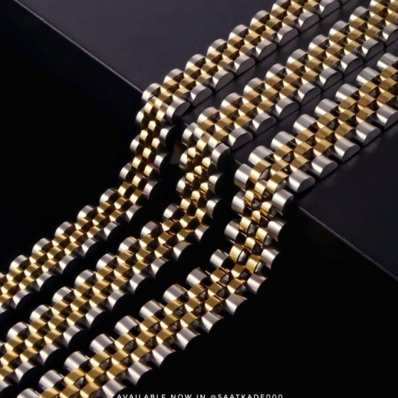 دستبند استیل اصلی Rolex رولکس دو رنگ (رنگ‌ثابت)کد9223