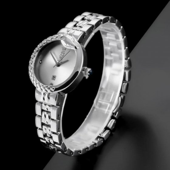 ساعت مچی زنانه ماری صفحه سفید جاست کاوالی Justcavali بند استیل نقره ایی درجه یک+باطری اضافی  کد 9260