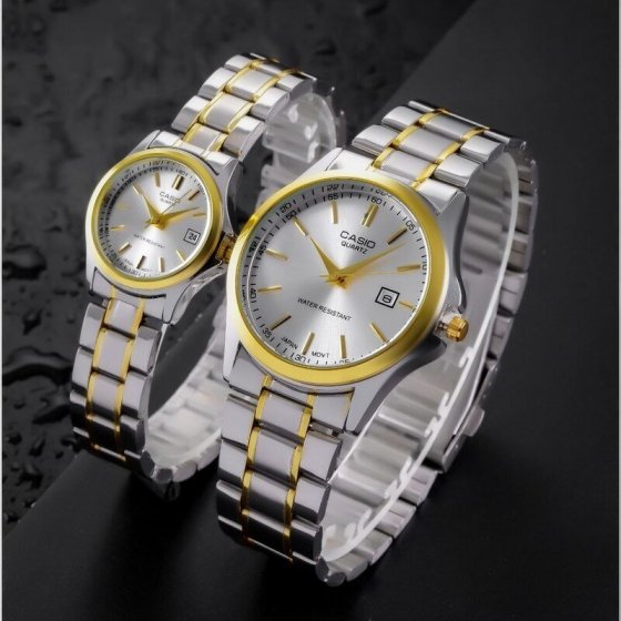 ساعت  زنانه و مردانه کاسیو ست فلزی رنگ ثابت و کیفیت عالی سفید+باطری اضافی  کد9263