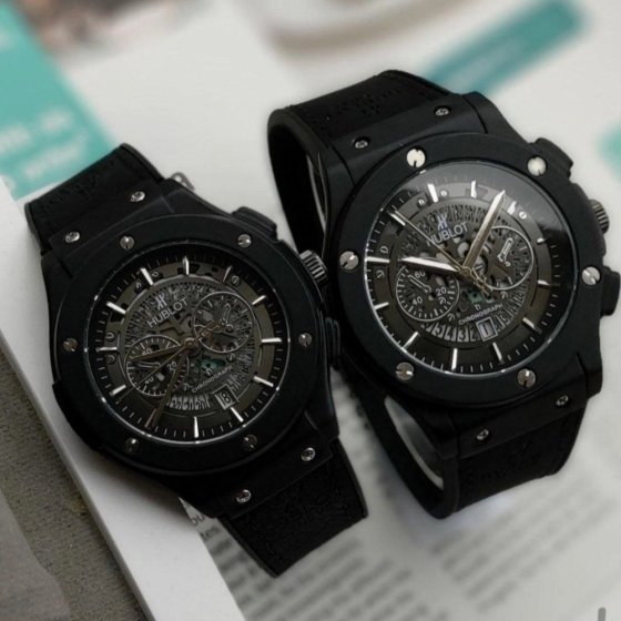 ساعت مچی مردانه هابلوت طرح دو موتور اسکتی بند مشکی+باطری اضافی کد 9285