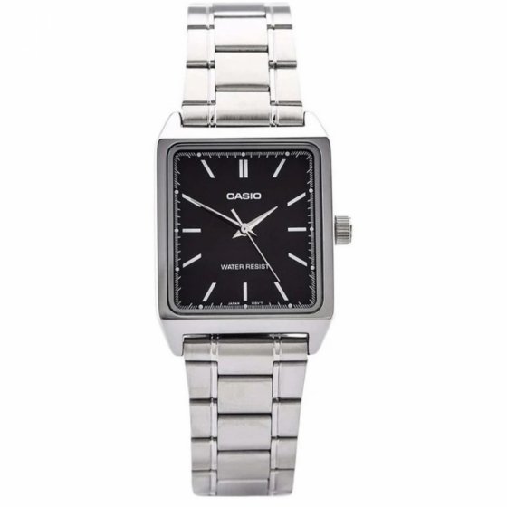 ساعت مچی زنانه کاسیو کلاسیک casio classic white بنداستیل نقره ایی مشکی کد 9411