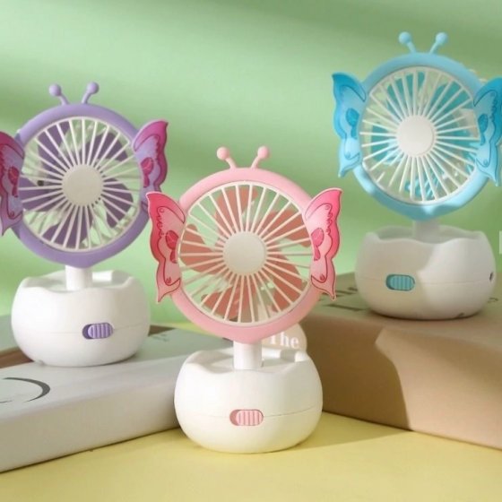 پنکه دستی و رومیزی قابل حمل شارژی عروسکی فانتزی کد 9573