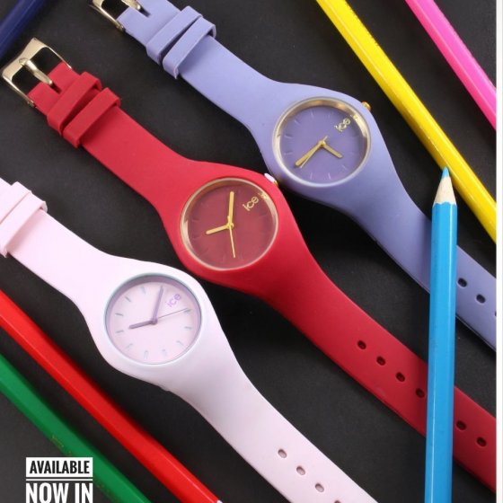 ساعت مچی  دخترانه ایس Ice  بند سیلیکونی+باطری اضافی کد 9588