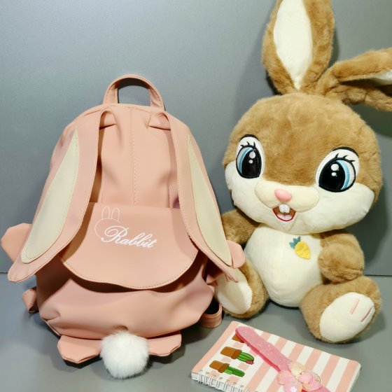 کوله فانتزی دخترانه خرگوشی جنس نانسی صورتی کد 8004