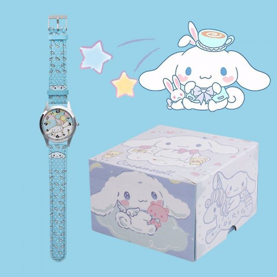 ساعت مچی بچگانه انیمیشنی بند چرم عروسکی آبی+باطری اضافی کد 9625