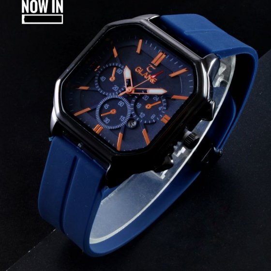 ساعت مچی اسپرت مردانه تقویم فعال GLAME بند پیو pu طوسی جدید و شیک+باطری اضافی کد9651