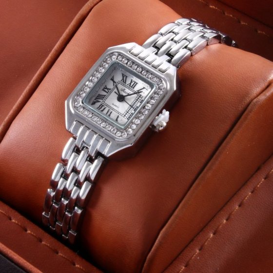 ساعت مچی زنانه Baoke بند استیل نقره ایی صفحه نمایش مربعی مینیمال دورنگین+باطری اضافی کد9673