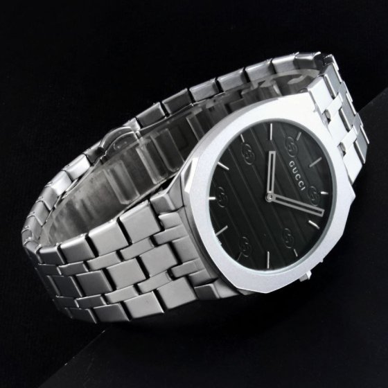 ساعت مچی مردانه گوچی Gucci بند استیل نقره ایی شیک+باطری اضافی کد 9727