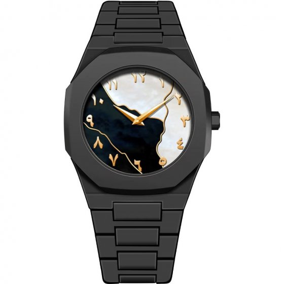 ساعت مچی مردانه  بند استیل مشکی با طراحی خاص و شیک صفحه نمایش عددی سفید+باطری اضافی کد 9769