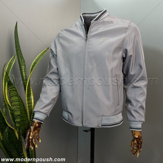 کاپشن پاییزه زمستانه دو روی مردانه  رنگ طوسی/فیلی یقه خلبانی کد 12074