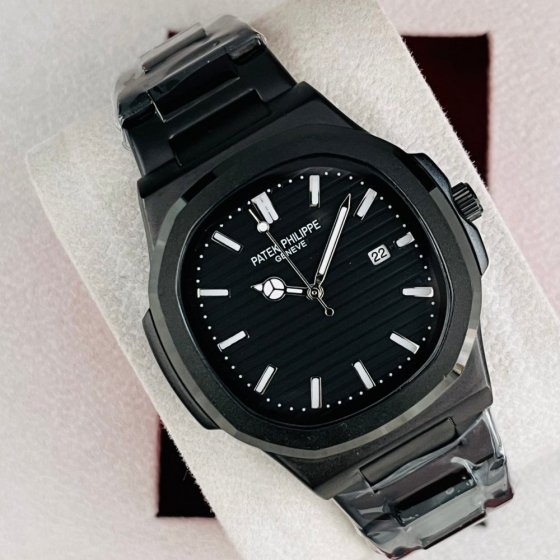 ساعت مچی مردانه  پتک فیلیپ ناتیلوس مشکی Patek philippe ، بند استیل توپر، های‌کپی لوکس+باطری اضافی کد 9899