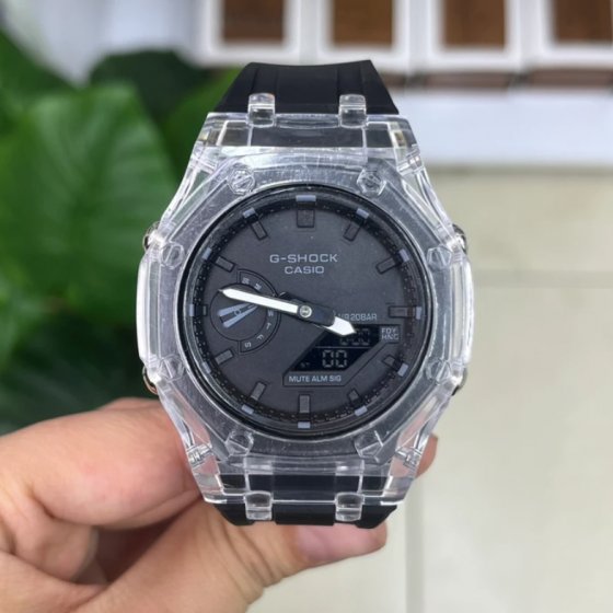 ساعت مچی اسپرت G-shock قاب شیشه ایی موتور برقی ژاپن مشکی جی شاک مخصوص ورزشکاران+باطری اضافی کد 9924