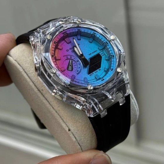 ساعت مچی اسپرت G-shock قاب شیشه ایی موتور برقی ژاپن مشکی جی شاک مخصوص ورزشکاران +باطری اضافی کد 9925