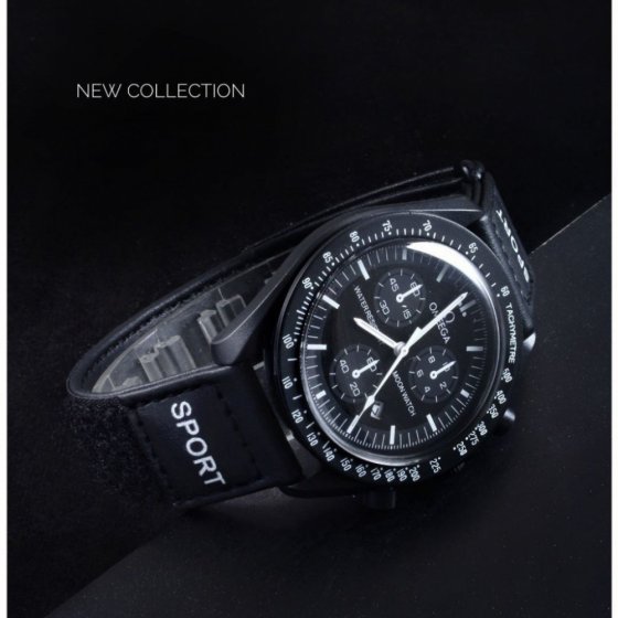 ساعت مچی اسپرت زنانه و مردانه امگا سواچ (ونوس) بند چسبی مشکی +باطری اضافی کد9932