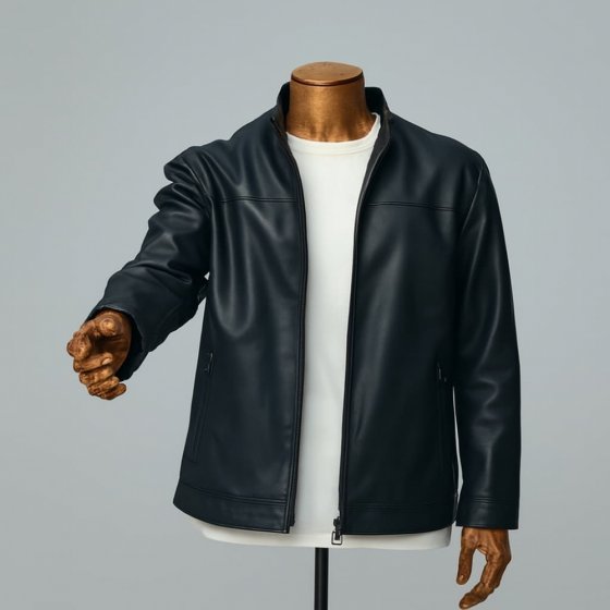 کاپشن چرم مشکی مردانه مناسب زمستان (پشم شیشه دار ) کد9977