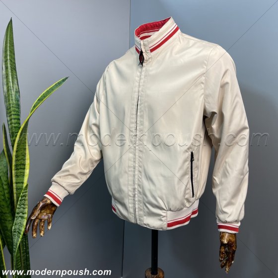 کاپشن زمستانه دو روی مردانه  رنگ کرمی/قرمز یقه پهن کد 12065