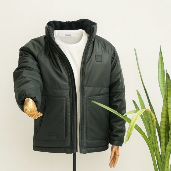 کاپشن گرم ضد آب مردانه رنگ مشکی مناسب زمستان (داخل پشم شیشه دار ) کد9986