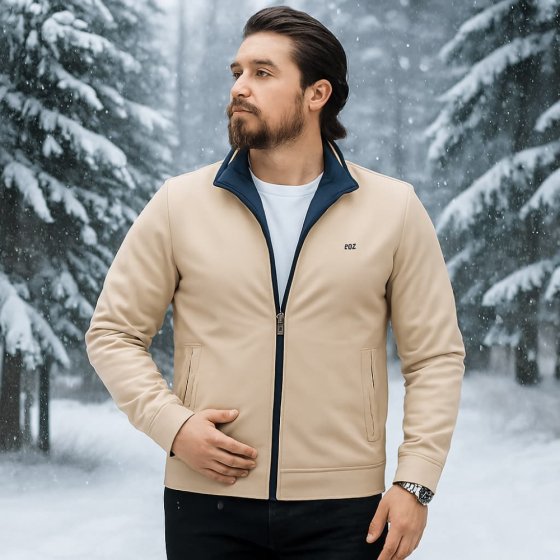 کاپشن جدید مردانه مدل 2 رو مناسب پاییز رنگ سورمه ایی  و کرمی  کد9999