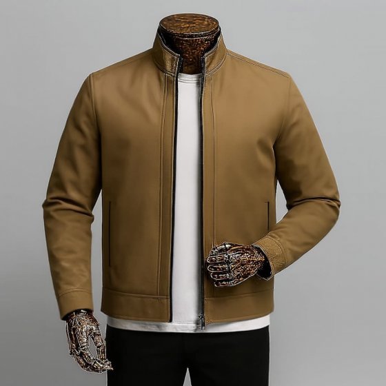 کاپشن 2 روی مردانه رنگ مشکی خاکی  مدل لاینی  کد10004