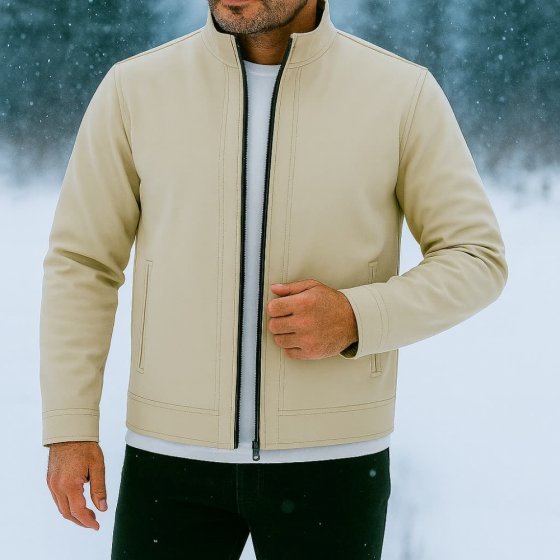 کاپشن 2 روی مردانه رنگ مشکی  و کرم  مناسب زمستان طرح جدید کد100030