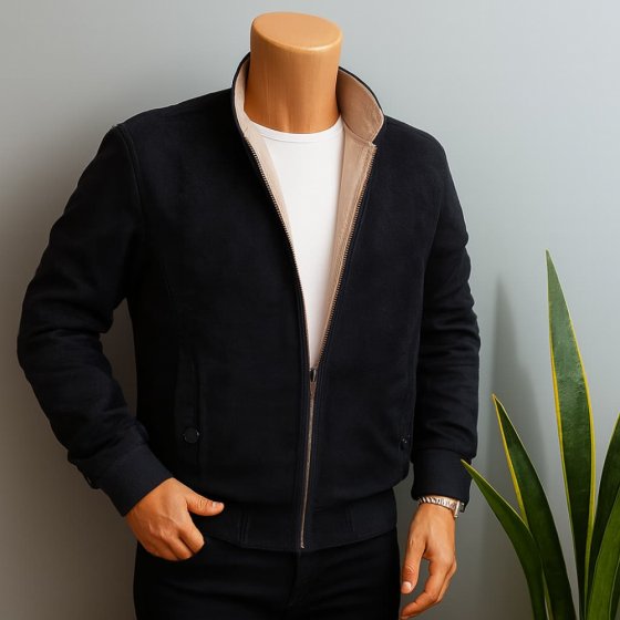 کاپشن 2 روی مردانه رنگ مشکی کرمی  مدل جیب رو  کد100060