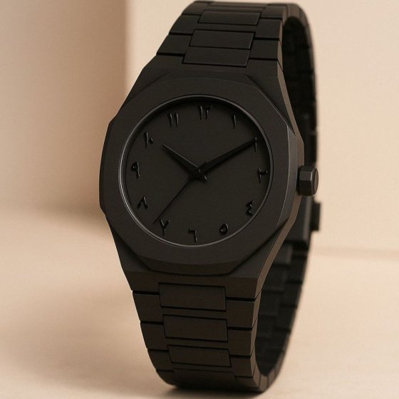 ساعت مردانه فول مشکی | مدل عدد فارسی با طراحی مینیمال و لوکس ای پی AP +باطری اضافی کد10098