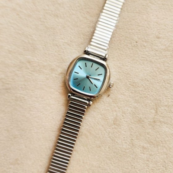 ساعت مچی زنانه ودخترانه نایدو naidu بند استیل کرکره ایی ماری (ریلی) مربعی مینیمال ابی کد 10115